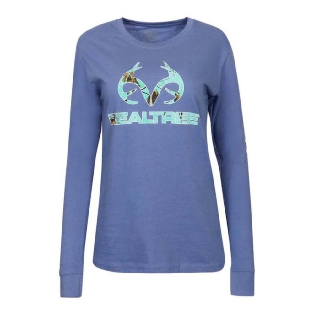 Bungalow Blue Heather Long Sleeve Screen Tee Shirt, S